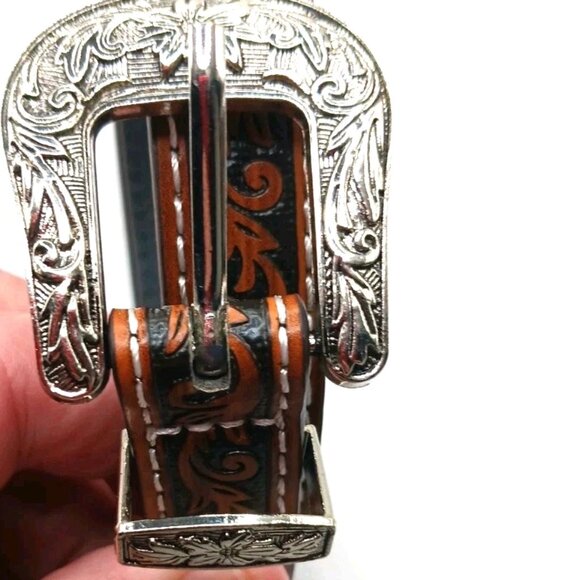 Western Womens Narrow Brown Leather Belt 38 Inches Long New - Picture 4 of 10